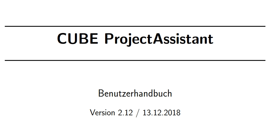 New Manual for CUBE ProjectAssistant v2.12